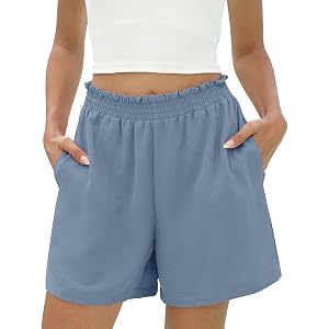 Micoson Womens 2026 Summer Casual Shorts Elastic High Waisted Beach Shorts | Wide Leg Shorts, Pocket, Cute Dressy Vacation Cl