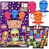 Halloween Day of the Dead Sugar Skull Lollipop Rings,7.61 ounce, Box of 18 | Tropical Fruit Flavored, Day of the Dead, Holiday Celebration, Costume Party Prize, 7.61 Ounce Box