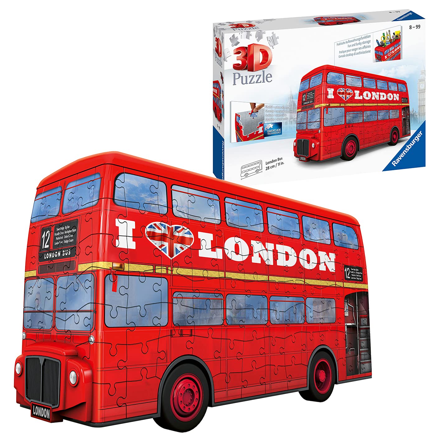 Ravensburger Red London Bus 3D Jigsaw Puzzle for Kids Age 8 Years Up - 216 Pieces - No Glue Required
