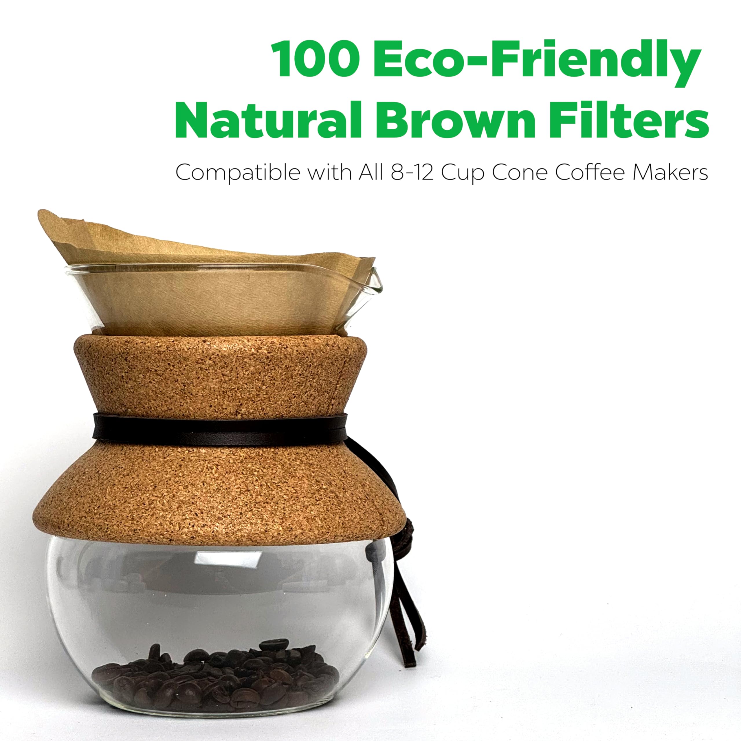 Natural Unbleached Cone Coffee Filters - Size 02, Disposable for Pour Over and Drip Coffee Maker (2-4 Cup), 100 Count