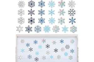 BBTO 25 Pcs Winter Garage Door Stickers Winter Snowflake Magnets Weather Resistant Snowflake Garage Magnets Decoration Home Decor Magnetic Stickers for Car DIY Holiday