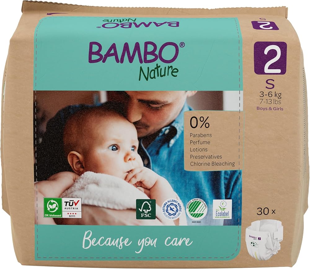 Bambo Nature Size 2 Nappies Mini 30 Pack ECO Nappy Nordic Swan Label