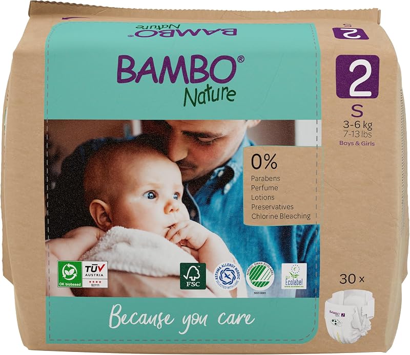 Bambo Nature Size 2 Nappies Mini 30 Pack ECO Nappy Nordic Swan Label