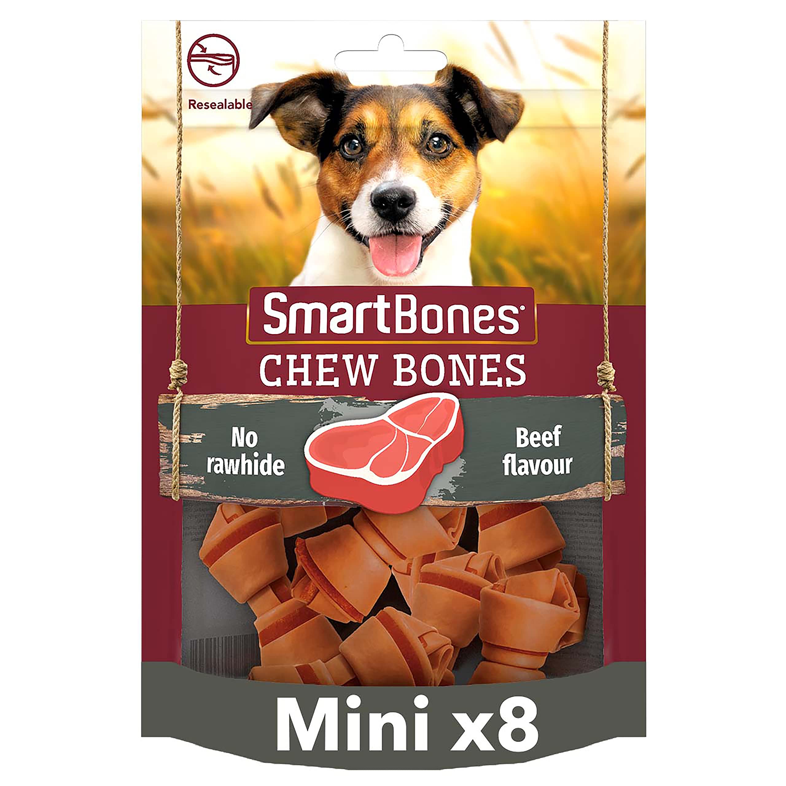 Smartbones 8 Mini Beef Bones Rawhide Free Chew Dog Treats