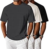 Riyiper 3 Pack Men's Waffle Knitted Short Sleeve Crewneck T-Shirts Solid Raglan Sleeve Casual Pullover Tees