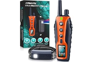 NIKKETTA Dog Shock Collar with Flashing Light for Night Walks,4000FT Dog Training Collar Adjustable Pitch Beep(1-8), Vibration(1-16), Safe Shock(1-99), and Keypad Lock, Shock Collar for Dogs