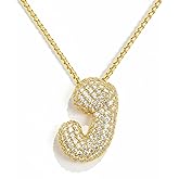 AGGRAD Bubble Letter Necklace, 14k Gold/Silver Balloon Initial Diamond Pendant Chain Necklace Dainty Pave Jewelry Gift for Women