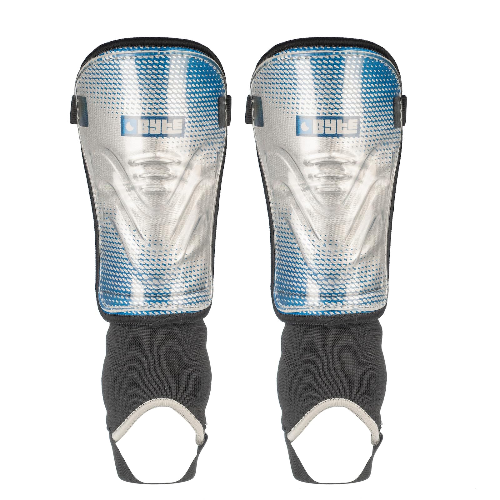 BYTE MX JUNIOR SHINGUARDS SILVER/BLUE (SMALL) — image 1