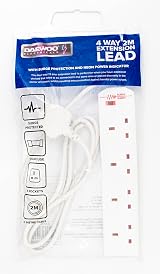 Daewoo BS1363/A 3 Pin Plug 4 Gang Extension Lead 2M Surge Protected