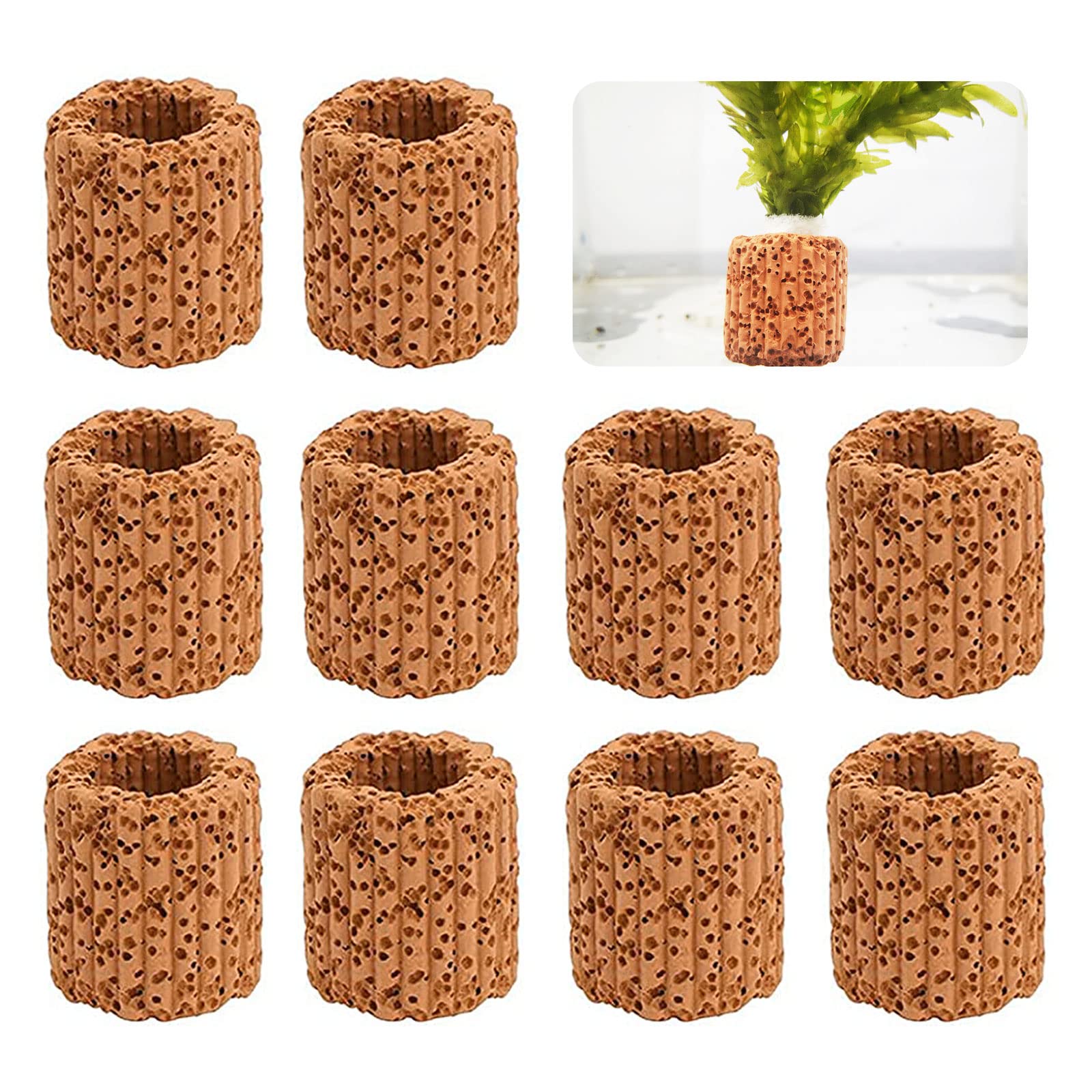 N-A WTpin 10 Pieces Bio Ceramic Aquarium Filter, Fixing Ring for Aquatic Plants, Aquarium Ceramic Rings, Filter Ceramic Rings, for Aquariums, Tanks and Ponds