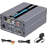 EASYCEL RCA Svideo to HDMI Converter, RCA Composite CVBS AV or Svideo + R/L Audio Input to HDMI Output Upscale Converter, Sup