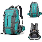 JYUNXIY Hiking Backpack for Men and Women,Waterproof Travel Bag,Reflective,Sport Outdoor,Lightweight,Camping,Shoe Compartment,50L. (Green)