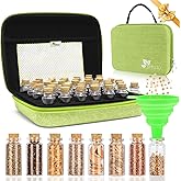 【40 Slots】 Seed Storage Organizer, Sturdy Organizer Box with Dual Zipper Bag and 42Pcs Label Stickers, Glass Seed Storage Container for Flower Vegetable Plants Garden Seeds Saving, Green