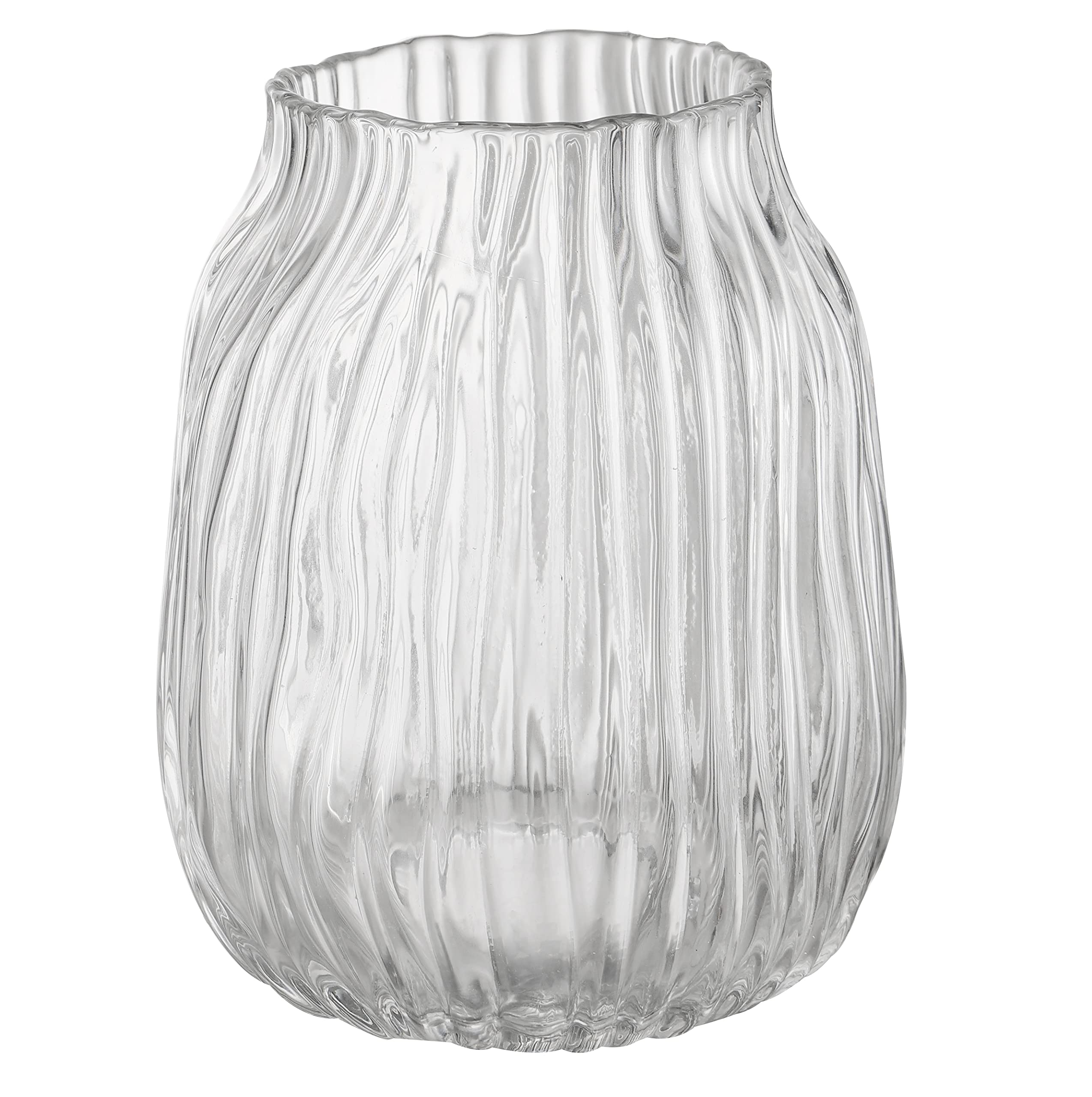 JAKY-Global Clear Tall Vase,Large Clear Vases for Flowers,H-21cm Simple Striped Design for Home Floor Decor,Farmhouse Decor, Centerpiece Coffee Table Decorations(clear 21cm)