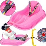 Molti Children's Sledge with Safety Belt for Toddlers Up to 3 Years Pink view 2