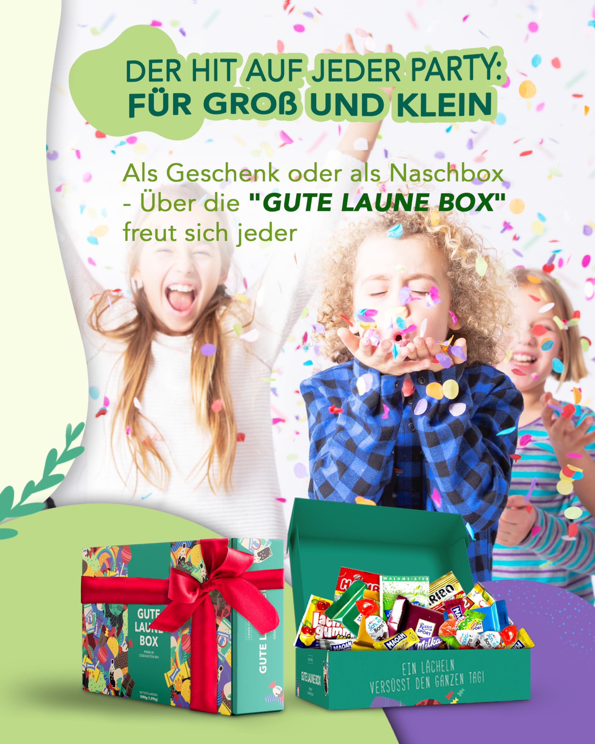 Premium Süßigkeiten Box (150 Stück) - "Gute Laune Box" als Geschenk Idee oder für die Candy Bar (XXL Naschbox) 8