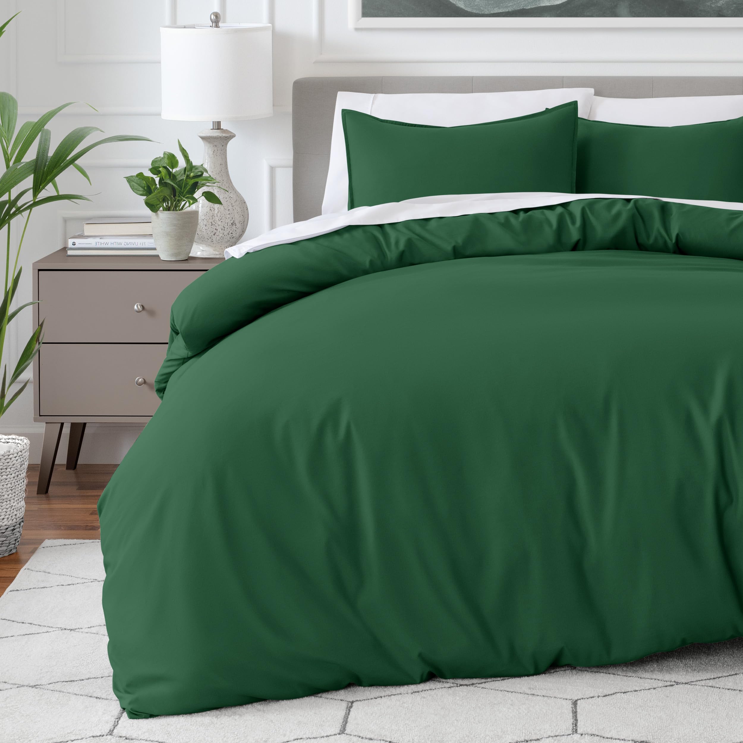 Bare Home Duvet Cover Set Emperor Size - Premium 1800 Ultra-Soft Duvet Cover Set - Lightweight - Cooling Duvet Cover - Bed Duvet Cover with 2 Pillowcases (Emperor, Forest Green)