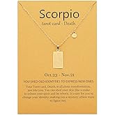 TGOLM 14k Gold Plated Zodiac Sign with Tarot Card Pendant Necklace Birthday Gift for Women