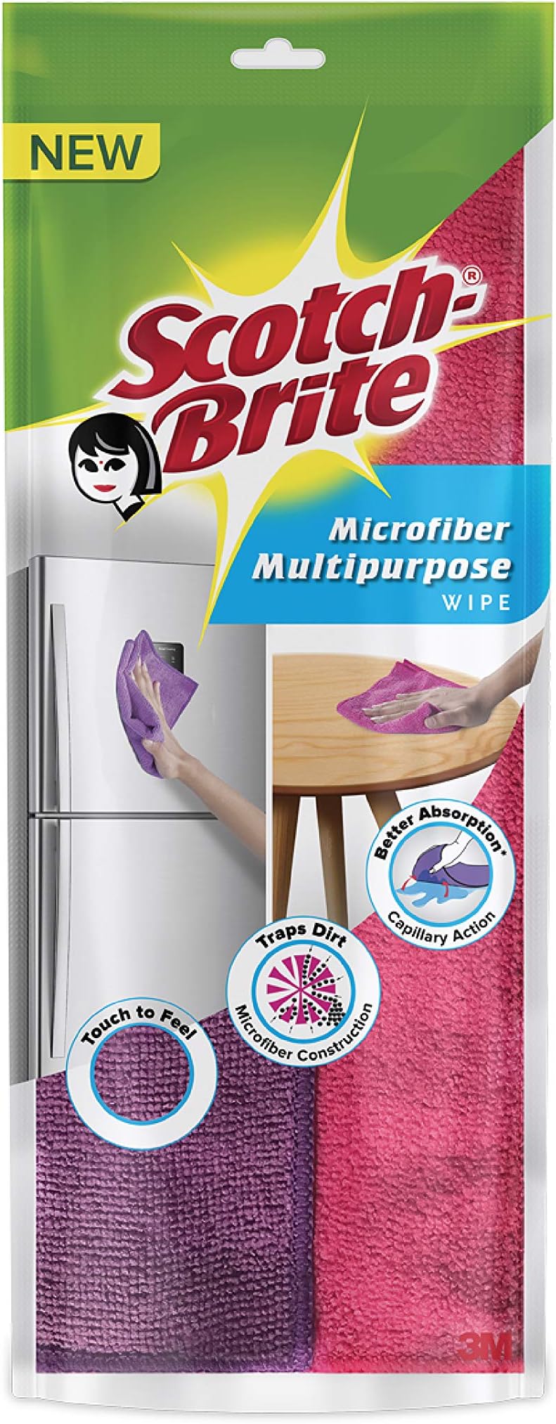 Scotch-Brite Microfiber Multipurpose Wipe (Pink and Purple, Pack of 2)