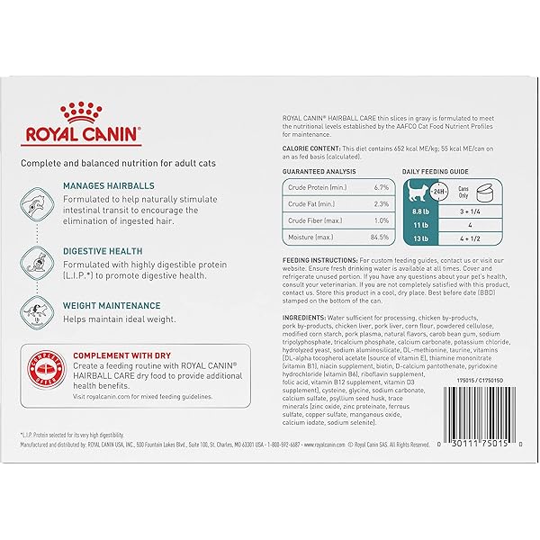 ROYAL CANIN FELINE CARE NUTRITION HAIRBALL CARE ADULT THIN SLICES IN GRAVY CAT FOOD, 3 OZ (PACK OF 12)
