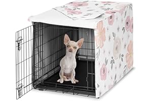 Sweet Jojo Designs 24in. Small Dog Crate Cover (Pink/Grey Boho Floral) for Girls Pet Cage, Kennel Covers (Watercolor, Flower, Elegant Rose, Bohemian, Shabby Chic, Farmhouse, Nature, Blush & Gray)