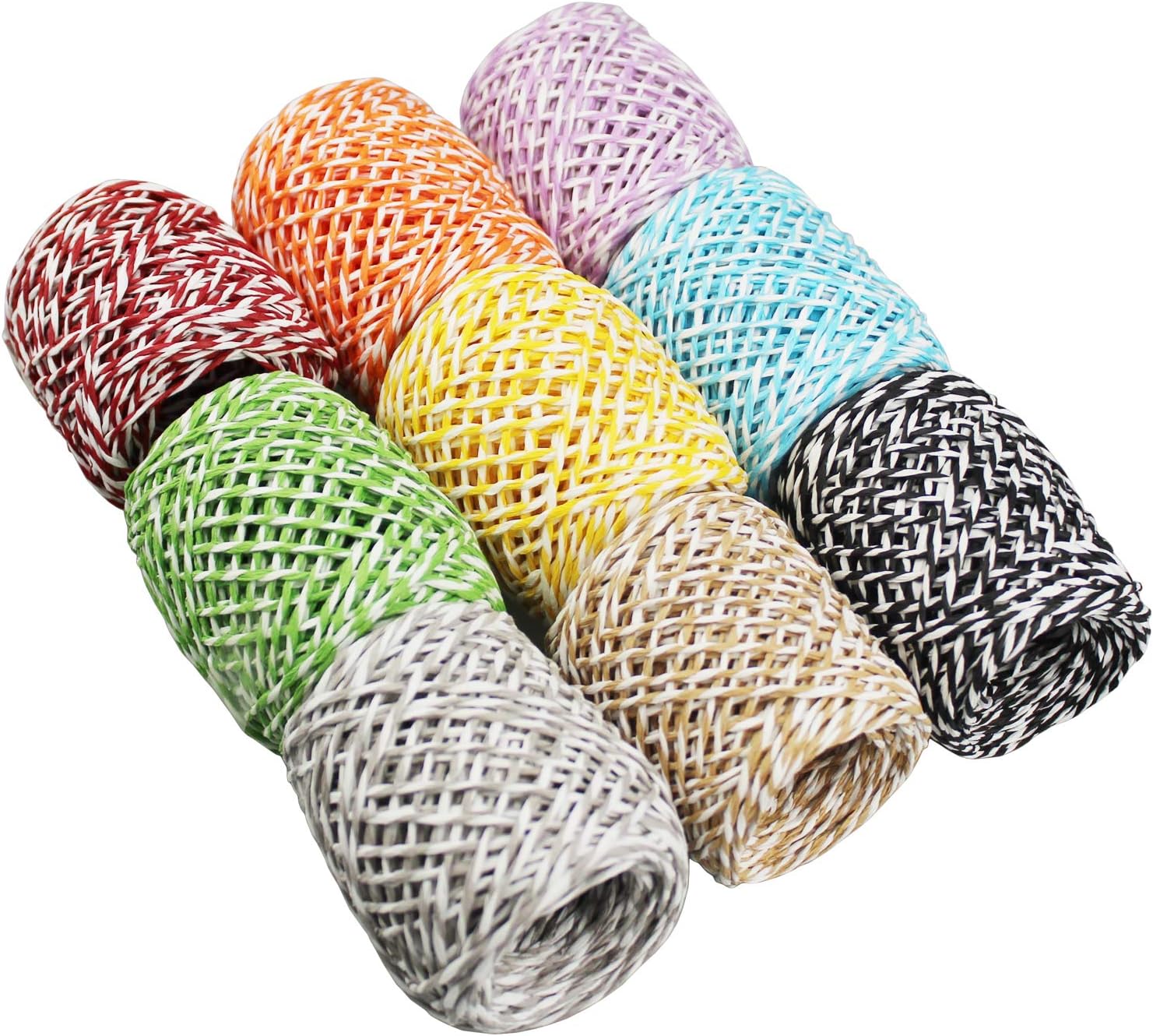 LJY 9 Rolls MultiColoured Raffia Paper Twine String