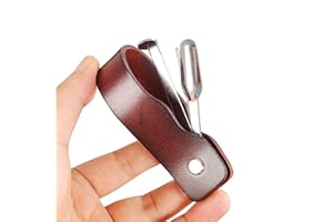 July-Tech 4 in 1 Leather Pipe Stand Rest, Stainless Steel Smoking Rack, Reamer, Tamper Tool, Portable Accessories Holder for Most Pipes (Deep Brown)