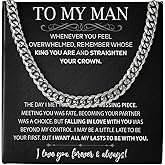 Mapileng To My Man Cuban Chain Necklace With Heartfelt Message & Elegant Box, Husband, Boyfriend, Man Necklace Gift On Graduation, Birthday, Wedding, Christmas, Anniversary, Valentine's Day