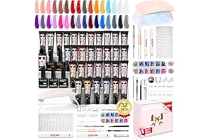 Morovan Poly Gel Nail Kit: Extension Gel Nail Kit With Nail Lamp Slip Solution Complete Professional Manicure Tools Everything In One Box DIY Set For Beginners At Home Creative Nail Art Salon Quality