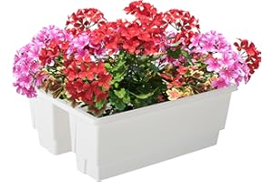 Pure Garden Railing Planter - 20.75-Inch Flower Box with Drainage Insert - 6-Gallon Outdoor Planter Box - Deck, Porch, or Balcony (White)