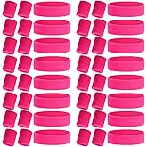 Canlierr 48pcs 16 Sets Neon 80's Sweatbands for Women Men Headband Wristband Set 16 Headband and 32 Wristbands Football Wristbands Sports Accessories Halloween Cosplay Glow Party