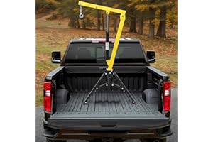 Garvee 360° Swivel Hitch Crane for Pickup Trucks, 500/750/1000 LB Adjustable Hydraulic Lift, Portable Hydraulic Hoist for Con