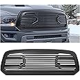 HECASA Front Big Horn Grille Compatible with 2013-2018 Dodge RAM 1500 (W/o Light) Replacement Shell Black grill