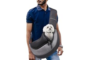 FDJASGY Pet Sling Carrier for Small Dogs Cats,Breathable Mesh Travelling Hand Free Puppy Backpack with Pouch and Adjustable Strap Carrier