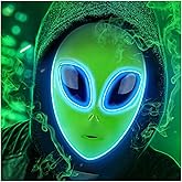 Tanganan LED Alien Mask for Adult Kids,Halloween LED Light up Mask 3 Modes Lighted Face Mask for Festival Cosplay Costume