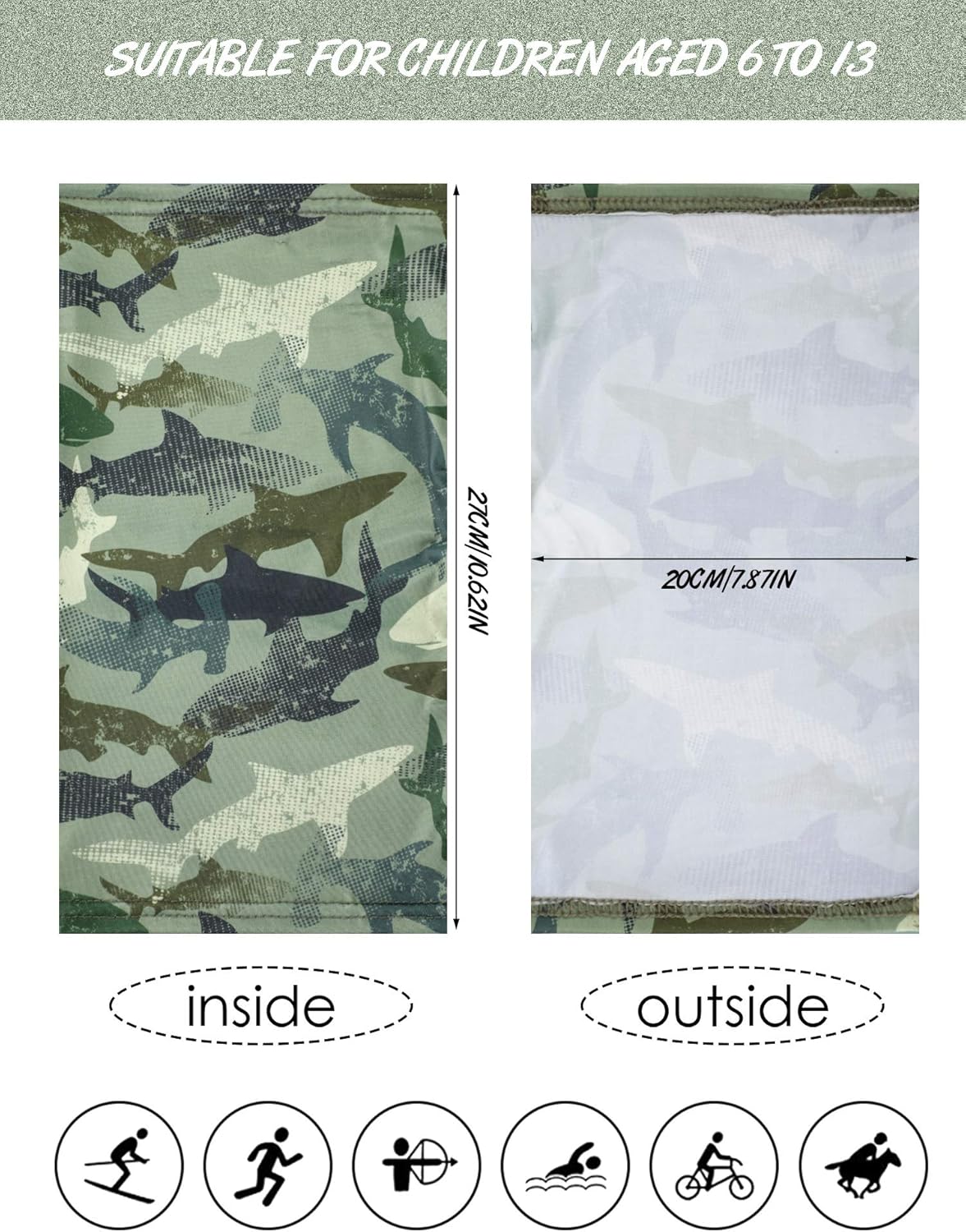 Boao 6 Pieces Kids Summer Neck Gaiter Ice Silk Face Cover Bandanas Non-Slip Balaclava Neck Cover (Solid and Printed Color): Clothing