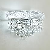 Homeooze 2-Lights Empire Crystal Wall Sconce Light for Living Room Dining Room Bathroom Vanity Mirrors Hallway Bedroom Closet