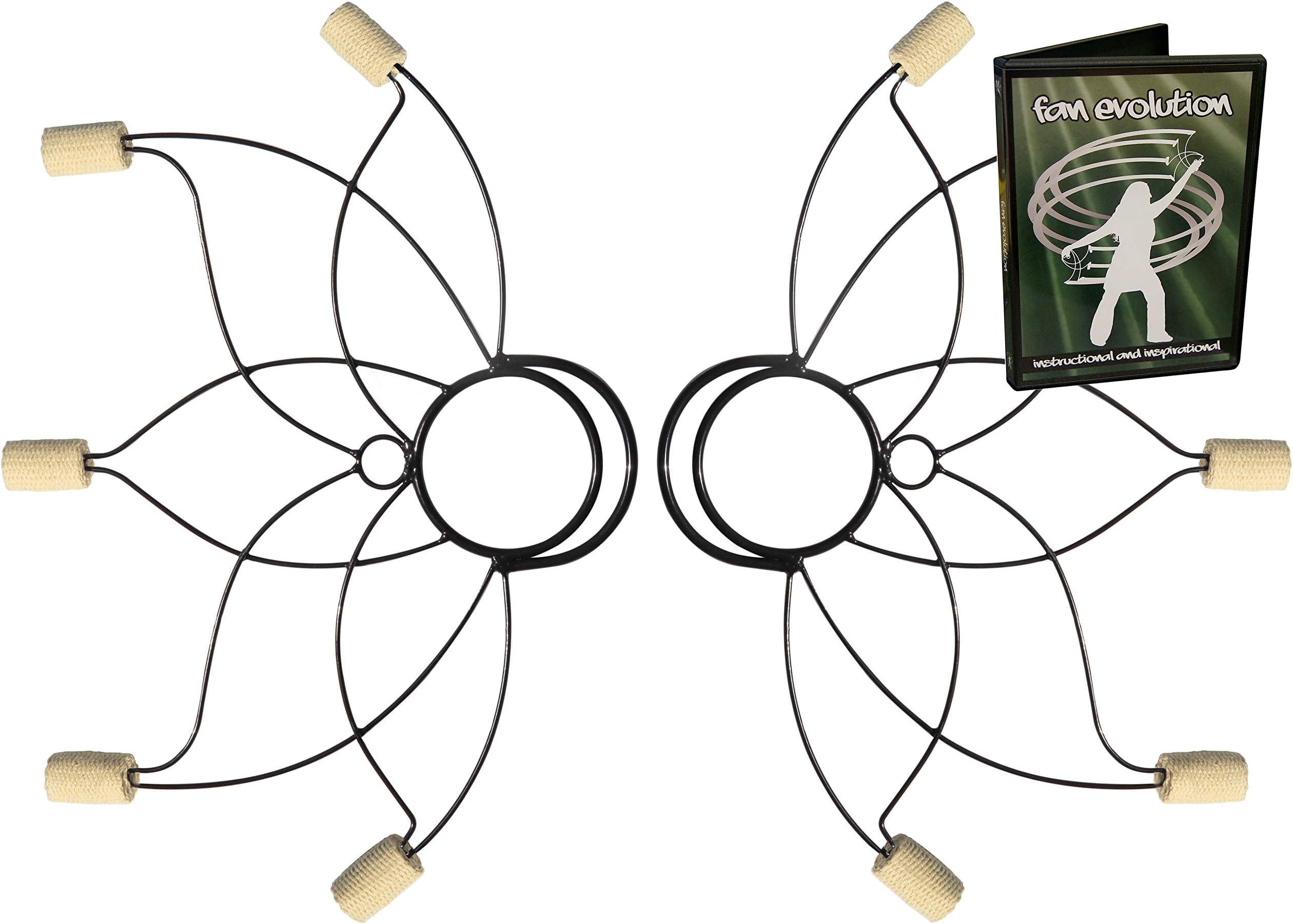 Home of Poi Pair of Medium Lotus Fire Fans with DVD