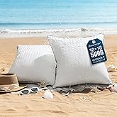 Phantoscope Outdoor Pillow Inserts Waterproof - Pack of 2 18x18 Inch Soft Water-Resistant Striped Throw Pillow Inserts with Piping, Decorative Square Cushion Form Stuffer for Patio Furniture, Garden