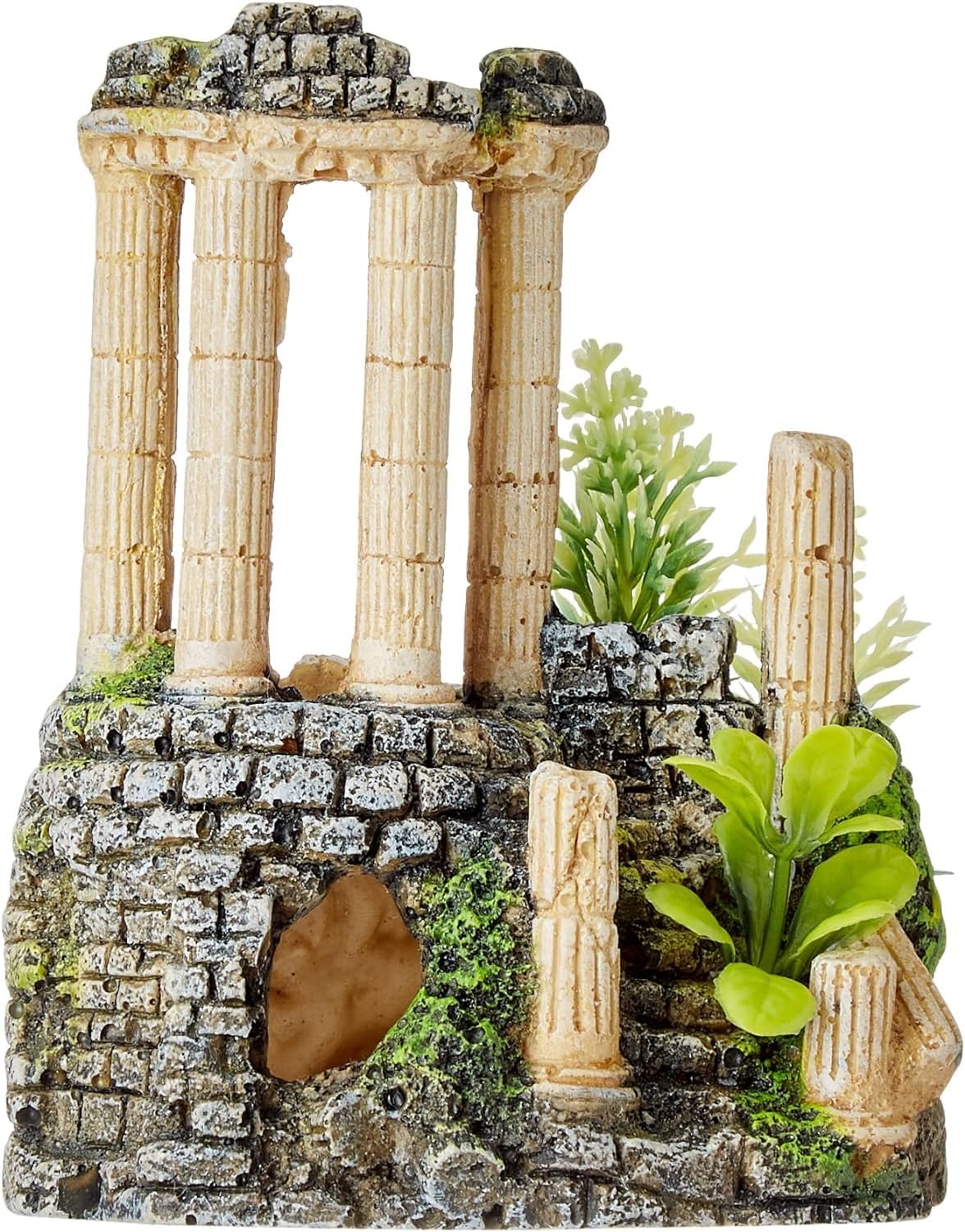 Nobby Antique Column with Plants Aquarium Ornaments, 11.2 x 10 x 14 cm