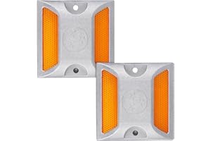 MAGICLULU Reflective Road Pavement Markers 2Pcs Aluminum Driveway Markers Reflectors Assorted Colors for Outdoor Safety Pathw