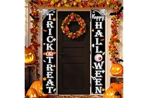 JENFALL Halloween Decorations Outdoor TRICK OR TREAT Happy HALLOWEEN Banner Porch Sign Decor Halloween Door Decorations for Home Indoor Outdoor Wall Party