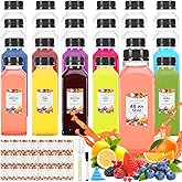 Prerrysurpasse 48pcs 12oz Empty Plastic Juice Bottles- Clear Homemade Juicing Drinks Containers with Black Tamper Proof Lids for Juicing, Smoothie,Drinking,Reusable Beverages Bottles