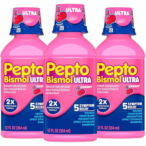 PEPTO BISMOL LIQUID ULTRA FOR NAUSEA, HEARTBURN, INDIGESTION, UPSET STOMACH, AND DIARRHEA – 5 SYMPTOM FAST RELIEF, CHERRY FLAVOR 12 OZ (PACK OF 3)