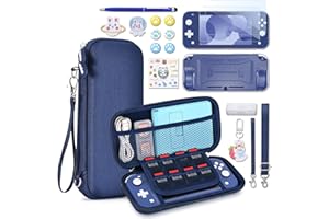 Switch Lite Case - innoAura 18 in 1 Switch Lite Accessories Bundle with Switch Lite Carrying Case, Switch Game Case, Switch Lite Screen Protector, Switch Stand, Switch Thumb Grips (Blue)