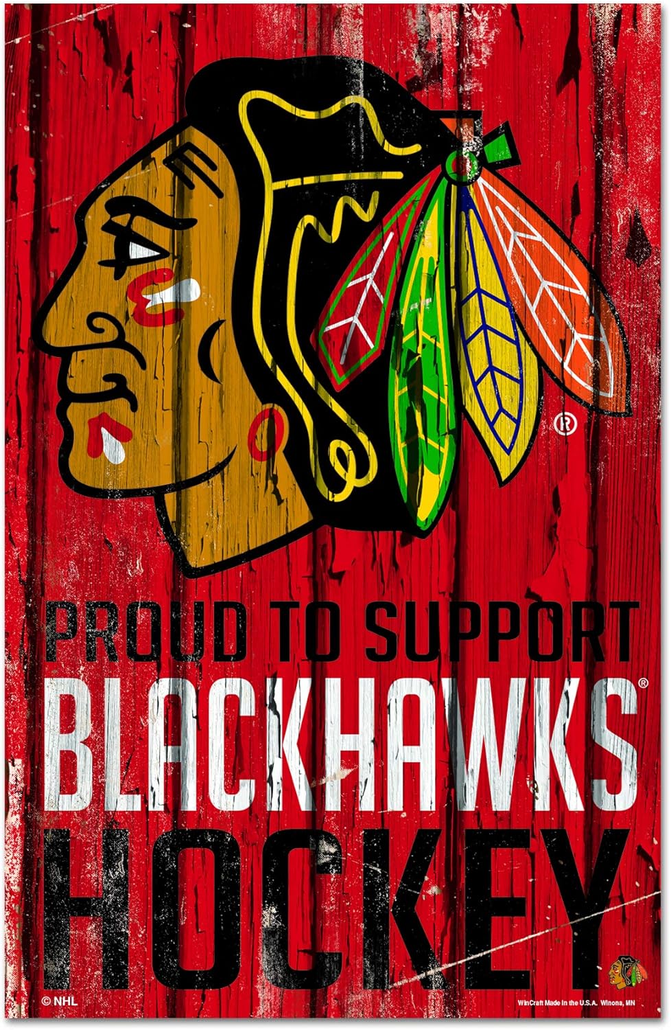 WinCraft NHL Chicago Blackhawks Sports Fan Home Decor, Team Color, 11x17