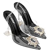 Cape Robbin Glassy Sexy High Heels for Women Transparent Strappy Booties with Spool Heel