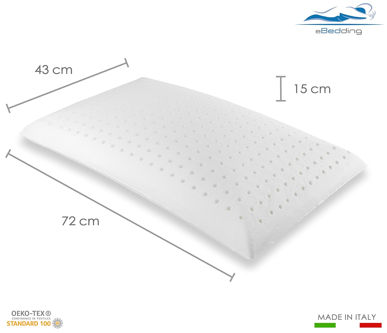 BELTALIA Cuscino Cervicale Alto 16 Cm Aromaterapico Antirussamento – Dispositivo Medico Classe 1 Detraibile – Traspirante – Fodera Jersey – Made In Italy - (Eucalipto Jersey, 73X43 H16 - 9