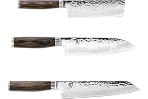 Shun Asian Flat Set 8, Kiritsuke Knife 7 Santoku and 5.5-inch Nakiri are The Essential Kitchen Trio Exquisitely Handcrafted J