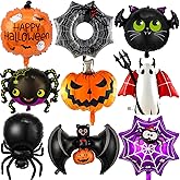 XJYXQF Halloween Balloons Set - 9Pcs Foil Ghost, Spider, Pumpkin & Bat Balloons for Scary Party Decorations, Indoor Outdoor Halloween Party Supplies, Haunted House, Trick or Treat